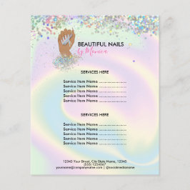 Nail Technician Mani Salon Holograph Girly Modern Flyer