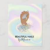 Nail Technician Mani Salon Holograph Girly Modern Flyer (Hinten)