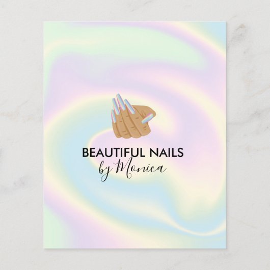 Nail Technician Mani Salon Holograph Girly Modern Flyer (Hinten)