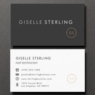 Nail Technician Minimalistisch Luxus Black Visitenkarte