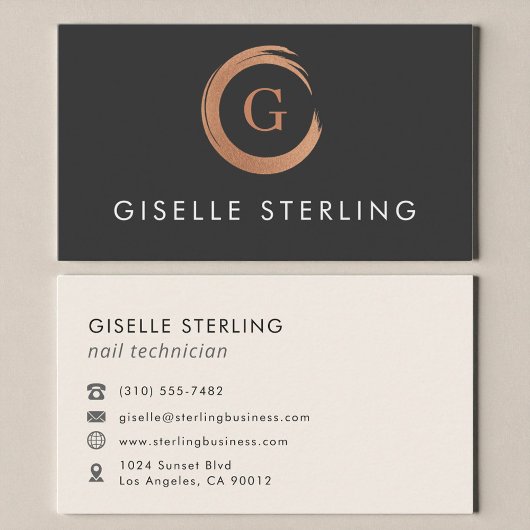 Nail Technician Modern Minimalist Rose Gold Visitenkarte