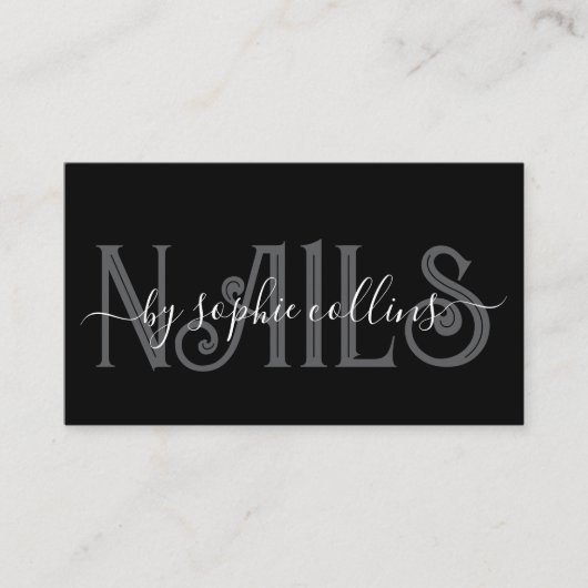Nail Technician Nail Art Black Visitenkarte (Vorderseite)