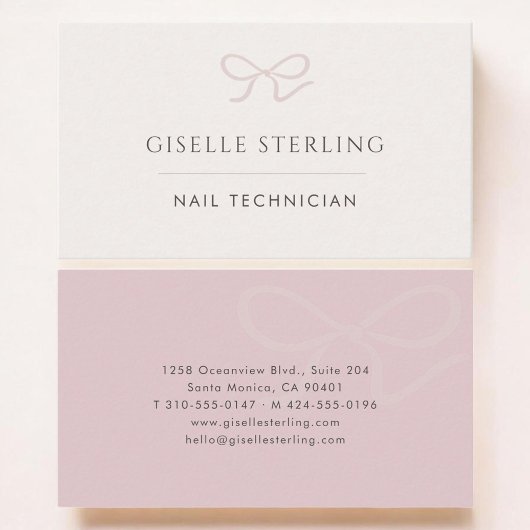 Nail Technician Pink Bow Visitenkarte