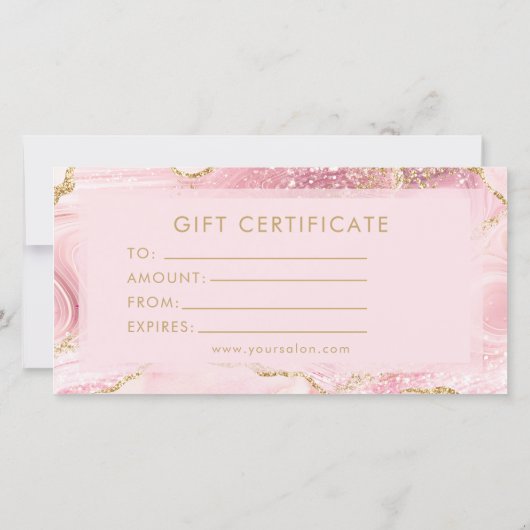 Nail Technician Pink Gold Agate Gift Certificate (Rückseite)