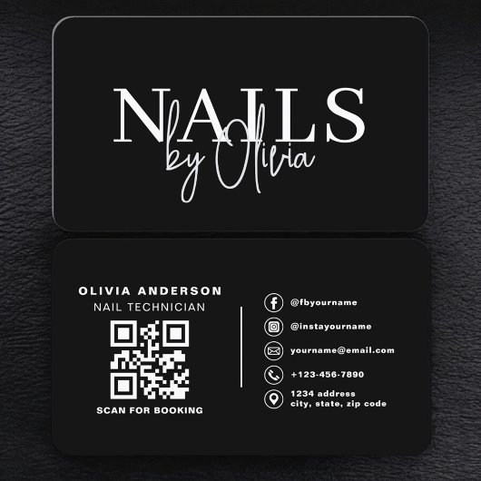Nail Technician QR Code Modern Visitenkarte