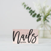 Nail Technician Rose Gold Glitzer Pink Typografie Visitenkarte (Stehend Vorderseite)