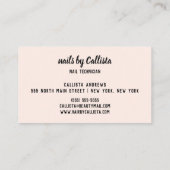 Nail Technician Rose Gold Glitzer Pink Typografie Visitenkarte (Rückseite)