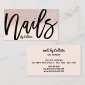 Nail Technician Rose Gold Glitzer Pink Typografie Visitenkarte (Vorne/Hinten)