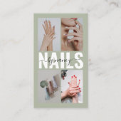 Nail Technician Sage Green Photo Collage Qr Code Visitenkarte (Vorderseite)