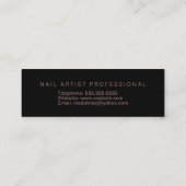 Nail Technician Salon Artist Rose Gold Black Mini Visitenkarte (Rückseite)
