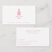 Nail Technician Salon Fügen Sie Ihr Logo Pink Text Visitenkarte (Vorne/Hinten)