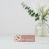 Nail Technician Salon Gold Bohemisch Florals Mini Visitenkarte (Stehend Vorderseite)