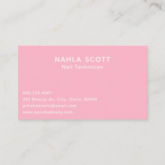 Nail Technician Salon Heart Nail Art Pink Visitenkarte (Rückseite)