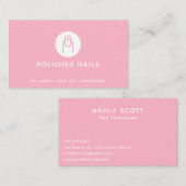 Nail Technician Salon Heart Nail Art Pink Visitenkarte (Vorne/Hinten)
