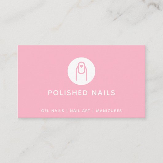 Nail Technician Salon Heart Nail Art Pink Visitenkarte (Vorderseite)