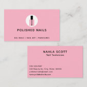 Nail Technician Salon Pink & Schwarz polnische Fla Visitenkarte (Vorne/Hinten)
