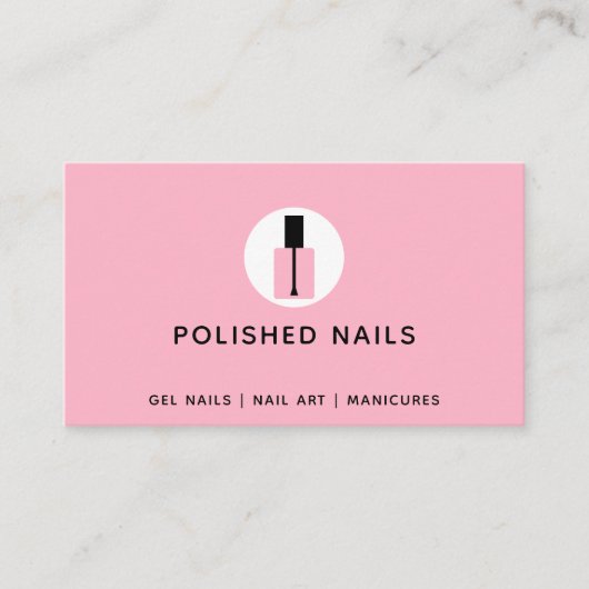 Nail Technician Salon Pink & Schwarz polnische Fla Visitenkarte (Vorderseite)