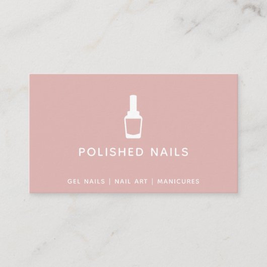 Nail Technician Salon Polnische Flasche Dusty Pink Visitenkarte (Vorderseite)