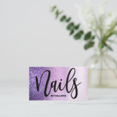 Nail Technician Violet Lilac Lila Triple Glitzer Visitenkarte (Stehend Vorderseite)