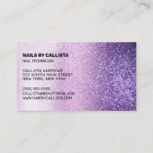 Nail Technician Violet Lilac Lila Triple Glitzer Visitenkarte (Rückseite)