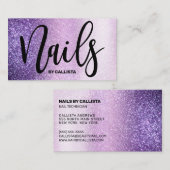 Nail Technician Violet Lilac Lila Triple Glitzer Visitenkarte (Vorne/Hinten)