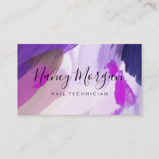 Nail Technician Watercolor Purple Visitenkarte