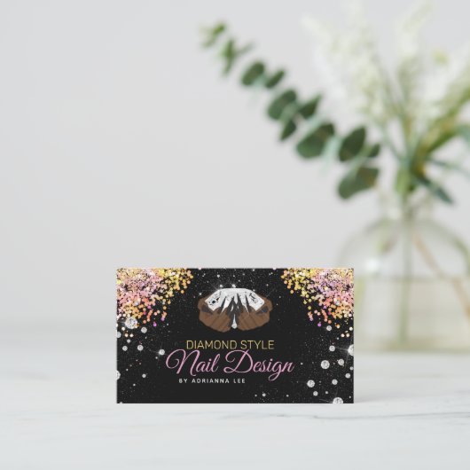 Nail Technique Diamond Glitzer Logo Nail Shop Visitenkarte (Stehend Vorderseite)