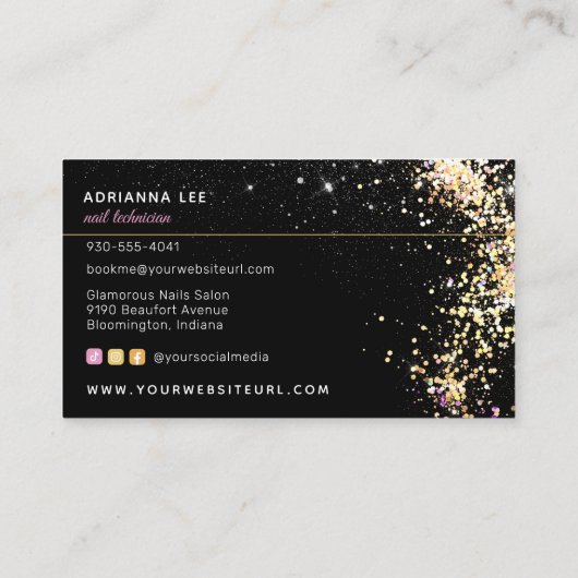 Nail Technique Diamond Glitzer Logo Nail Shop Visitenkarte (Rückseite)