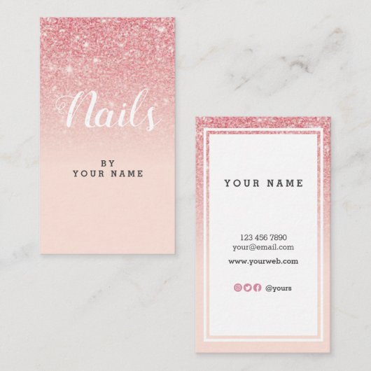 NailArtist elegante PinkGold Visitenkarte (Vorne/Hinten)