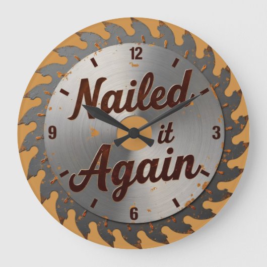 Nailed It Again Rusty Saw Blade  Große Wanduhr (Vorderseite)
