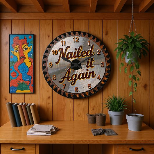 Nailed It Again Sägeblatt  Große Wanduhr