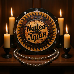 Nailed It Again Sägeblattuhr Orange Basis Große Wanduhr