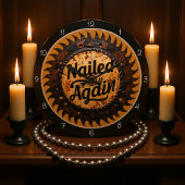 Nailed It Again Saw Blade Clock Orange Base Große Wanduhr