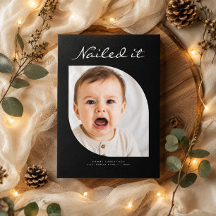 Nailed It Elegant Lustiges Süßes Baby-Weihnachtsfo Feiertagskarte