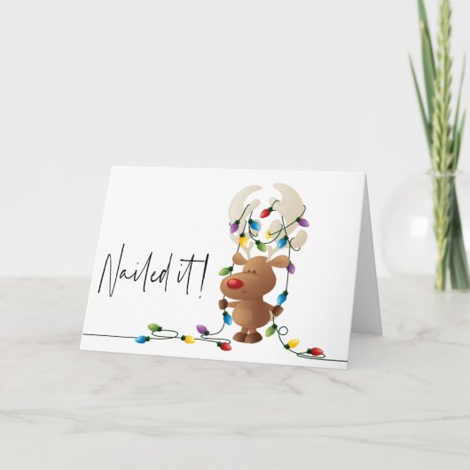 Nailed it, Moose Tangled Lights Christmas Card Einladung (Vorderseite)