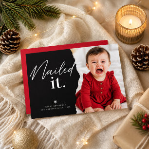Nailed It Schwarz Panel Lustiges Baby Weihnachtsfo Feiertagskarte