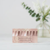 Nails Art Beauty Studio Glitzer Ros Gold Peach Visitenkarte (Stehend Vorderseite)