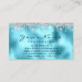 Nails Art Glitzer Blue Silver Gray Manicure Tropfe Visitenkarte (Rückseite)