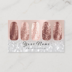 Nails Art Glitzer Silver Gray Rose Gold Visitenkarte