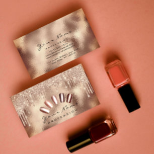 Nails Art Glitzer Skinny Rose Gold Manicure Tropfe Visitenkarte