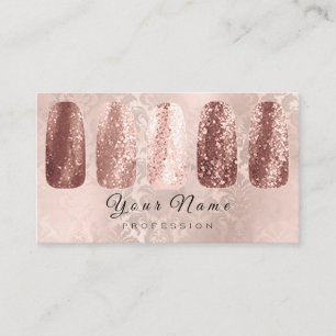 Nails Art Glitzern Damask Champagne Rose Gold Visitenkarte