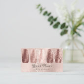 Nails Art Glitzern Damask Champagne Rose Gold Visitenkarte (Stehend Vorderseite)