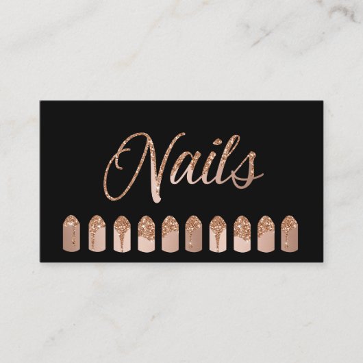 Nails Artist Dripping Rosegold Glitter Visitenkarte (Vorderseite)