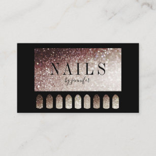 Nails Artist Elegant Schwarz Silber Rost Visitenkarte