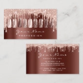 Nails Artist Glitzer Rose Gold Manicure Brown Visitenkarte (Vorne/Hinten)