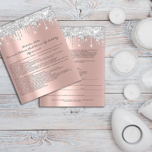 Nails Artist Liability Waiver Rose Blush Silver Flyer