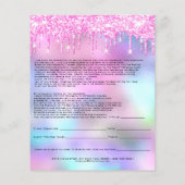 Nails Artist Liability Waiver Rose Pink Tropfens B Flyer (Hinten)