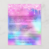 Nails Artist Liability Waiver Rose Rosa Tropfen Flyer (Hinten)