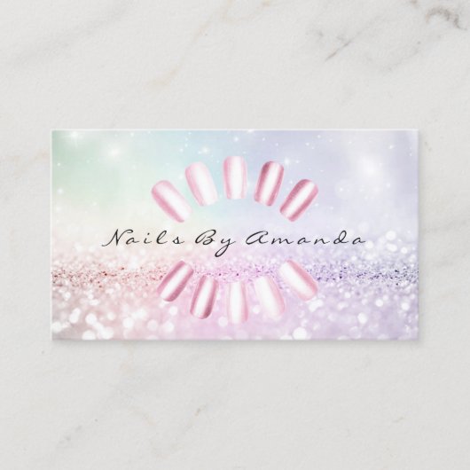 Nails Artist Makeup Blue Pastel Pink Ernennung Terminkarte (Vorderseite)