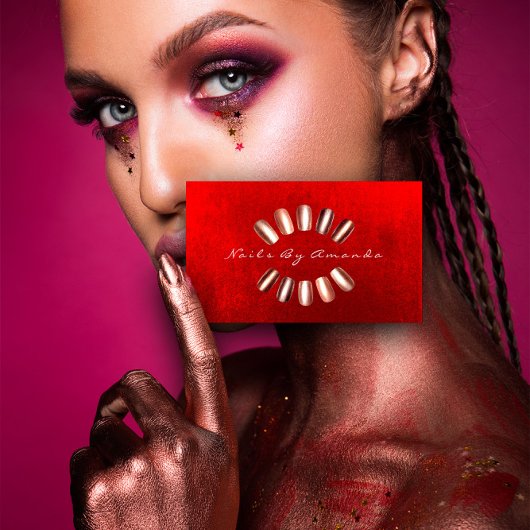 Nails Artist Makeup Rose Rote Terminkarte